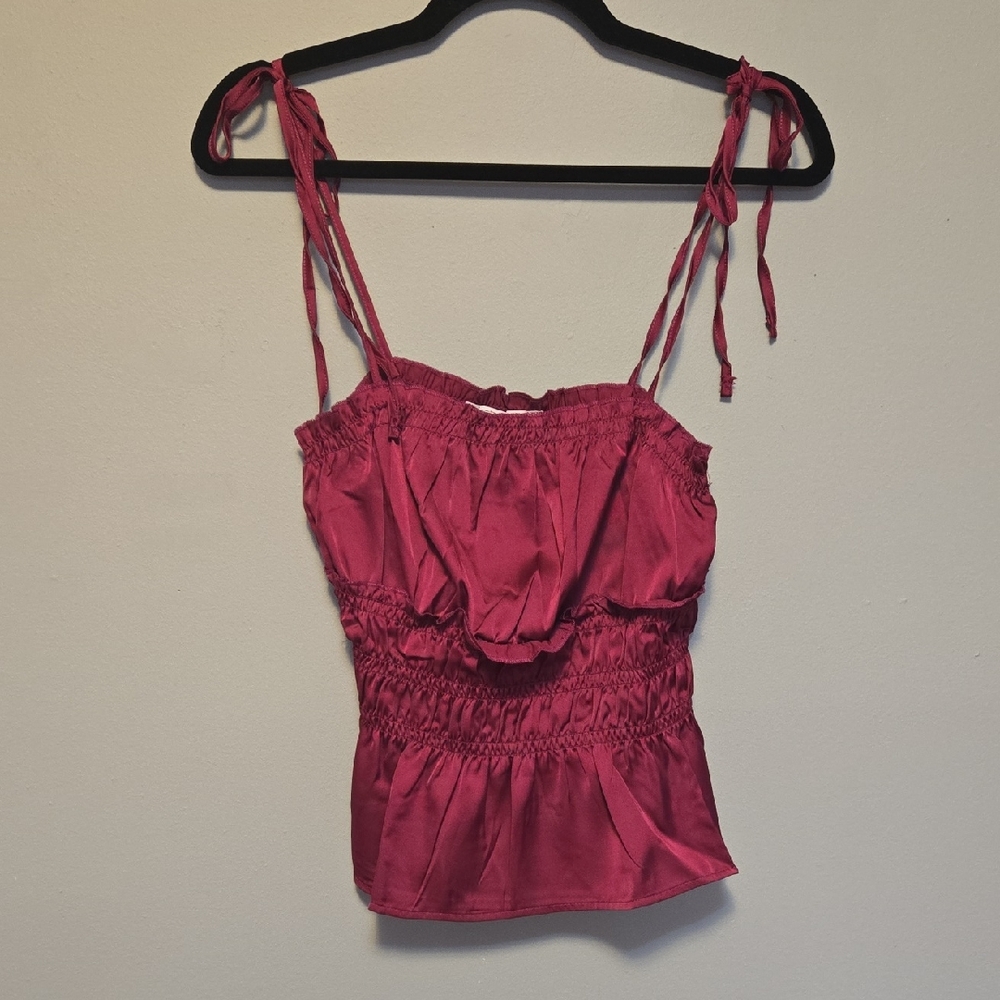 Hippie Rose Pink Camisole Elastic Waist Crop Top